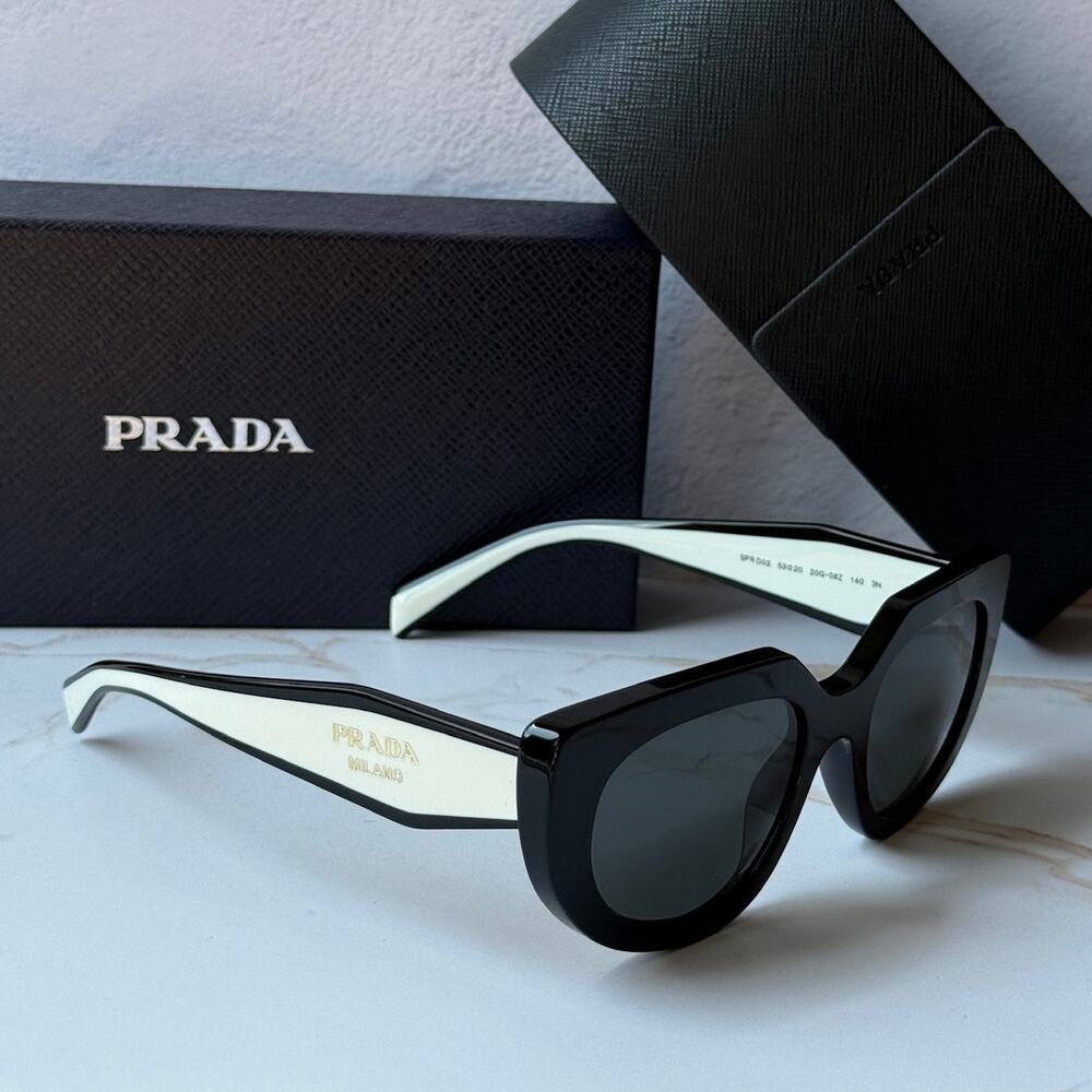 NEW Prada PR D02S Cat Eye Sunglasses in Black White $390